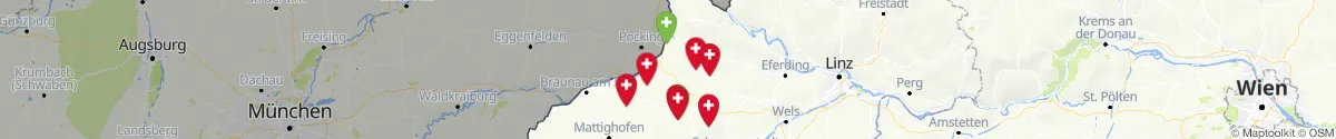Kartenansicht für Apotheken-Notdienste in der Nähe von Senftenbach (Ried, Oberösterreich)